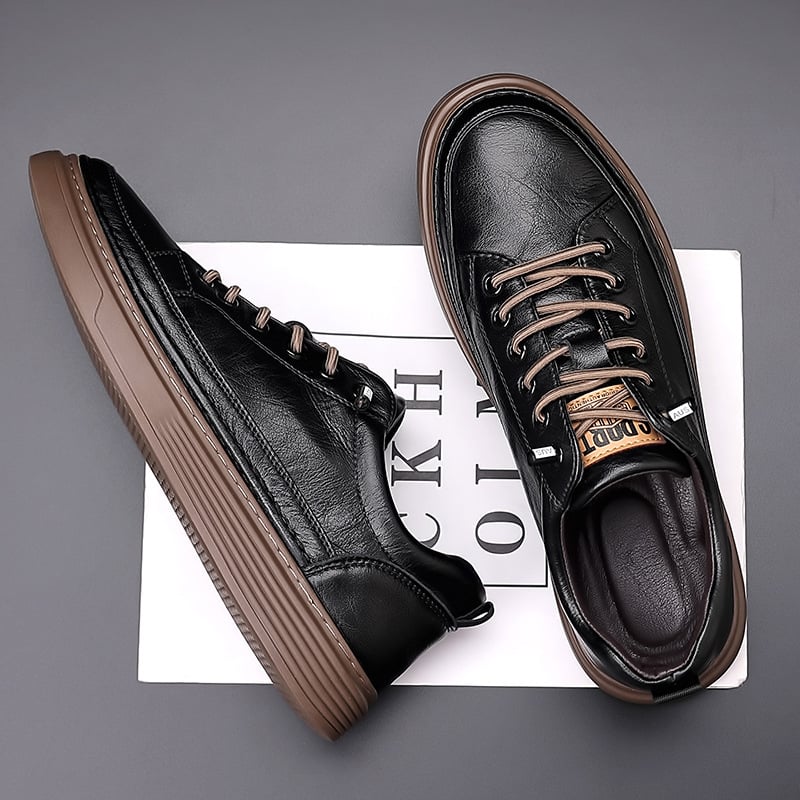Muške kožne loaferice, okrugli vrh, gumena potplat, slip-on s elastičnom trakicom, uzorak slova