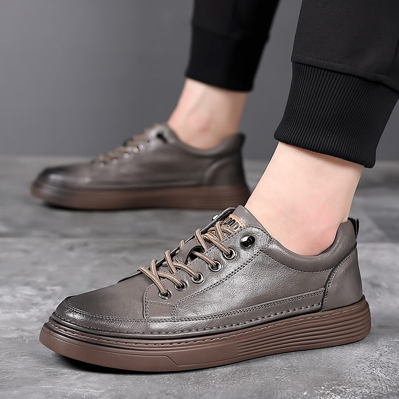 Muške kožne loaferice, okrugli vrh, gumena potplat, slip-on s elastičnom trakicom, uzorak slova
