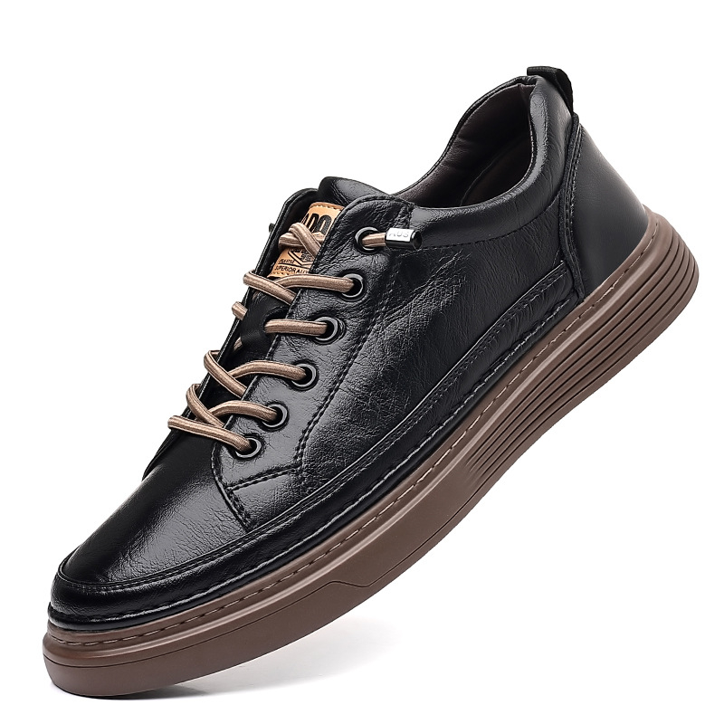 Muške kožne loaferice, okrugli vrh, gumena potplat, slip-on s elastičnom trakicom, uzorak slova