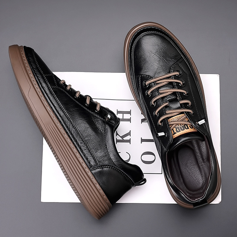 Muške kožne loaferice, okrugli vrh, gumena potplat, slip-on s elastičnom trakicom, uzorak slova
