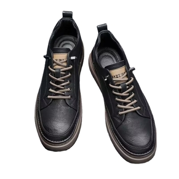 Ανδρικά δερμάτινα παπούτσια business casual, στρογγυλή μύτη, χαμηλό τακούνι 1–3 cm, πάτος EVA, σόλα από καουτσούκ