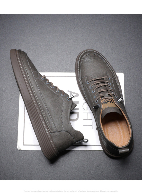 Ανδρικά δερμάτινα παπούτσια business casual, στρογγυλή μύτη, χαμηλό τακούνι 1–3 cm, πάτος EVA, σόλα από καουτσούκ