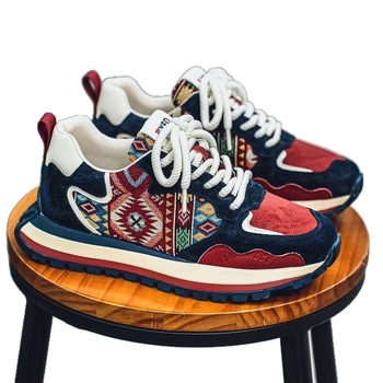 Мъжки обувки тип dad shoes - шнуровка, горнище от плат, анти‑плъзгаща гумена подметка, нисък ток 1–3 см, подходящи за пролет, есен, зима