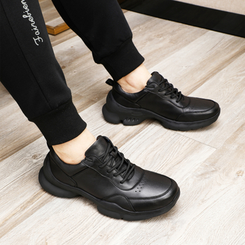 Ανδρικά αθλητικά παπούτσια casual από γνήσιο δέρμα, εξωτερικό από γνήσιο δέρμα, ελαφρύς και ανθεκτικός πάτος από γνήσιο δέρμα, κορδόνια, σόλα από καουτσούκ ανθεκτική στην φθορά, στρογγυλός μύτης, επίπεδη σόλα, κατάλληλα για φθινόπωρο-χειμώνα-άνοιξη