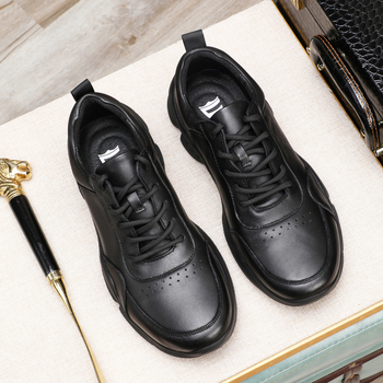 Ανδρικά αθλητικά παπούτσια casual από γνήσιο δέρμα, εξωτερικό από γνήσιο δέρμα, ελαφρύς και ανθεκτικός πάτος από γνήσιο δέρμα, κορδόνια, σόλα από καουτσούκ ανθεκτική στην φθορά, στρογγυλός μύτης, επίπεδη σόλα, κατάλληλα για φθινόπωρο-χειμώνα-άνοιξη