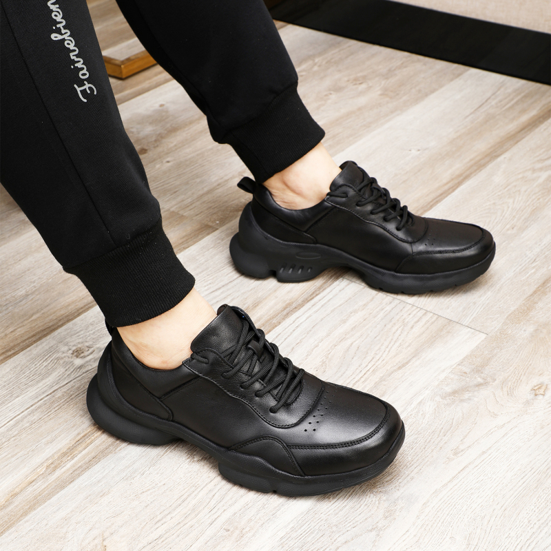 Ανδρικά αθλητικά παπούτσια casual από γνήσιο δέρμα, εξωτερικό από γνήσιο δέρμα, ελαφρύς και ανθεκτικός πάτος από γνήσιο δέρμα, κορδόνια, σόλα από καουτσούκ ανθεκτική στην φθορά, στρογγυλός μύτης, επίπεδη σόλα, κατάλληλα για φθινόπωρο-χειμώνα-άνοιξη