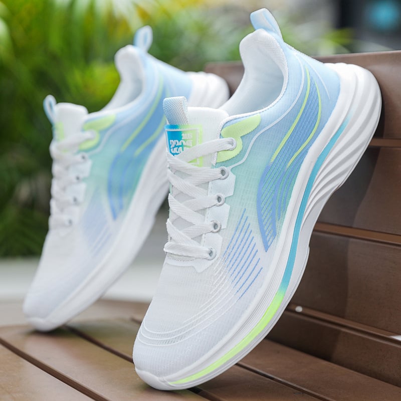 Pantofi de alergare pentru bărbați — partea superioară din plasă respirabilă, talpă EVA ușoară, închidere cu șireturi, profil redus, vara 2024