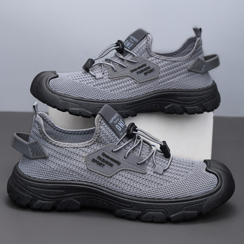 Muške mrežaste sportske tenisice, prozračan Fly-knit gornji dio, PVC đon, tekstilna uložak, niski kroj, zaobljena špička