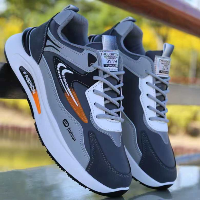 Muške sportske casual tenisice s gornjim dijelom od sintetičke kože, PVC potplat, vezanje šnalama, 3–5 cm visina pete, EVA uložak