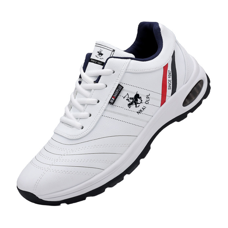 Ανδρικά casual sneakers από PU δέρμα, με απορρόφηση κραδασμών, κορδόνια, διαπνοή με διχτυωτή επένδυση, χαμηλό κόψιμο