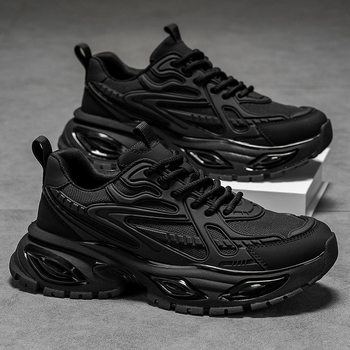 Pantofi sport casual pentru bărbați, stil dad shoes, cu pernă de aer pentru absorbția șocurilor, talpă groasă, închidere cu șireturi, partea superioară din fibră super, talpă din cauciuc