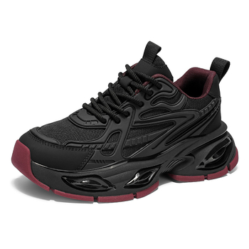 Pantofi sport casual pentru bărbați, stil dad shoes, cu pernă de aer pentru absorbția șocurilor, talpă groasă, închidere cu șireturi, partea superioară din fibră super, talpă din cauciuc