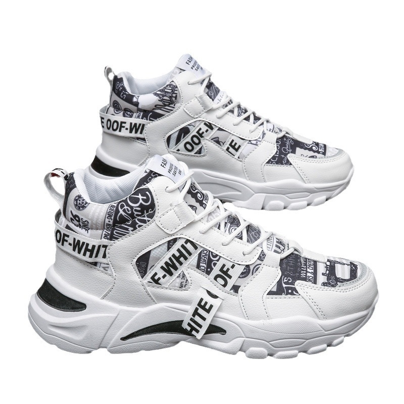 Ανδρικά αθλητικά παπούτσια με ψηλό επάνω μέρος, Κορεατικό στυλ, Δίκτυωτός πάνω, EVA σόλα, Κούμπωμα με κορδόνια