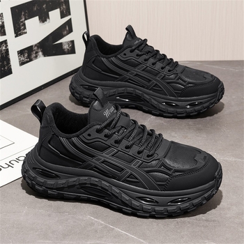 Pantofi bărbați Dad Shoes cu creștere înălțime, partea superioară din microfibră de piele, talpă TPU+Popcorn, șireturi, branț EVA