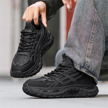 Pantofi bărbați Dad Shoes cu creștere înălțime, partea superioară din microfibră de piele, talpă TPU+Popcorn, șireturi, branț EVA