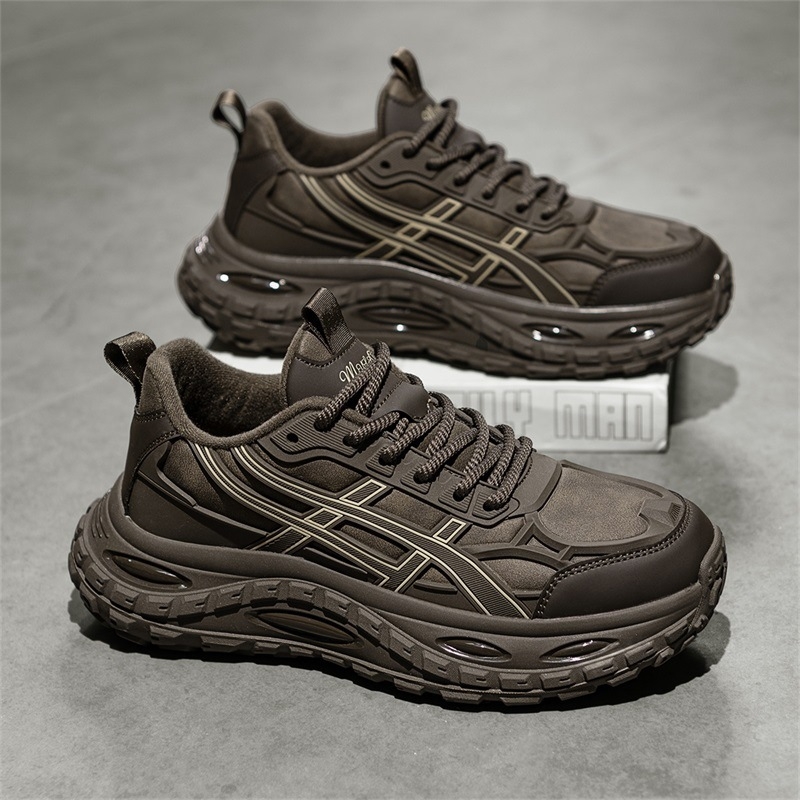 Pantofi bărbați Dad Shoes cu creștere înălțime, partea superioară din microfibră de piele, talpă TPU+Popcorn, șireturi, branț EVA