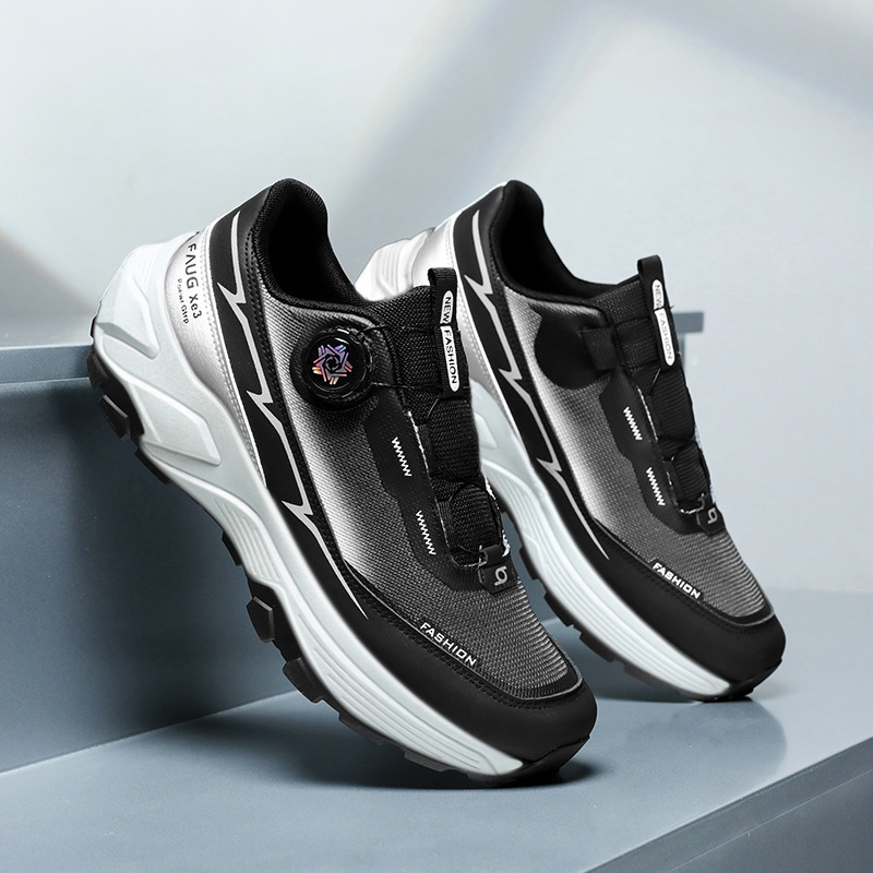 Pantofi de alergare pentru bărbați (din plasă, talpă PU, închidere cu șireturi în față, vârf rotund, talpă groasă)