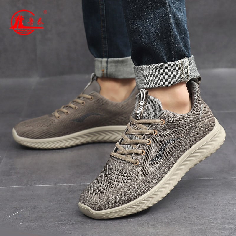 Pantofi sport casual bărbați cu partea superioară din plasă, respirabili, ușori, rezistenți la uzură, cu șireturi