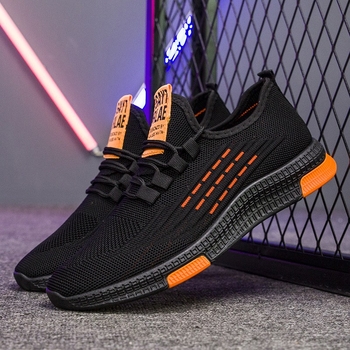 Ανδρικά αθλητικά παπούτσια casual με διαπνέον πάνω μέρος από ύφασμα, EVA πάτος, πλαστική σόλα με έγχυση, ριγέ σχέδιο