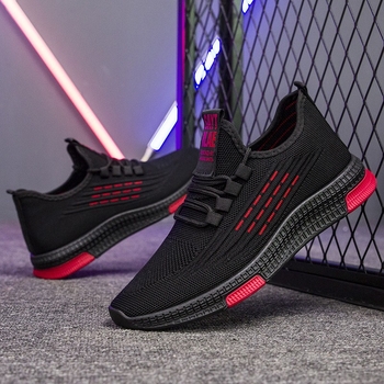 Ανδρικά αθλητικά παπούτσια casual με διαπνέον πάνω μέρος από ύφασμα, EVA πάτος, πλαστική σόλα με έγχυση, ριγέ σχέδιο