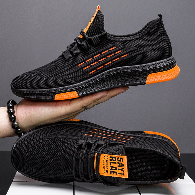 Ανδρικά αθλητικά παπούτσια casual με διαπνέον πάνω μέρος από ύφασμα, EVA πάτος, πλαστική σόλα με έγχυση, ριγέ σχέδιο