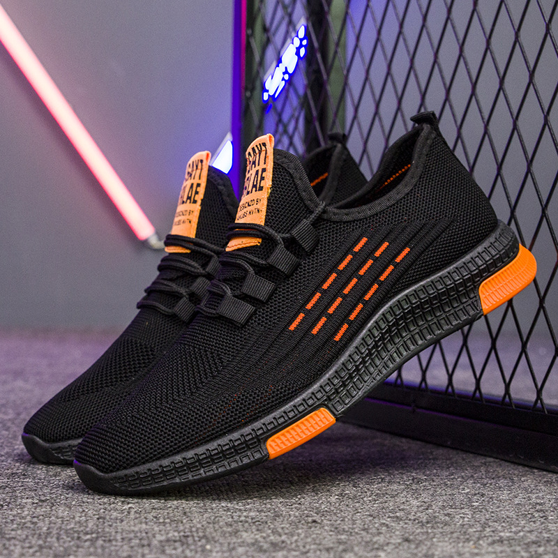 Ανδρικά αθλητικά παπούτσια casual με διαπνέον πάνω μέρος από ύφασμα, EVA πάτος, πλαστική σόλα με έγχυση, ριγέ σχέδιο