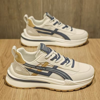 Pantofi sport pentru bărbați, upper din plasă respirabil, talpă din cauciuc, închidere cu șnururi, low-top cu talpă groasă, pentru purtare zilnică, toate sezoanele