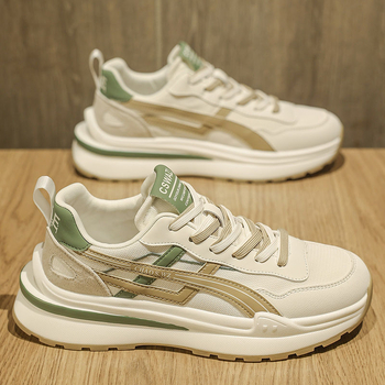 Pantofi sport pentru bărbați, upper din plasă respirabil, talpă din cauciuc, închidere cu șnururi, low-top cu talpă groasă, pentru purtare zilnică, toate sezoanele