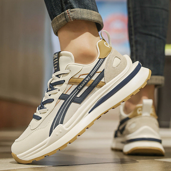 Pantofi sport pentru bărbați, upper din plasă respirabil, talpă din cauciuc, închidere cu șnururi, low-top cu talpă groasă, pentru purtare zilnică, toate sezoanele