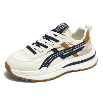 Pantofi sport pentru bărbați, upper din plasă respirabil, talpă din cauciuc, închidere cu șnururi, low-top cu talpă groasă, pentru purtare zilnică, toate sezoanele