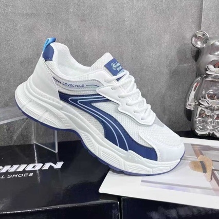 Pantofi sport casual pentru bărbați, partea superioară PU+mesh, talpă PVC, șireturi, respirabili și uscare rapidă