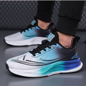 Pantofi de alergare cu plasă respirabilă pe exterior, branț EVA, închidere cu șireturi, vârf rotund, talpă din plastic