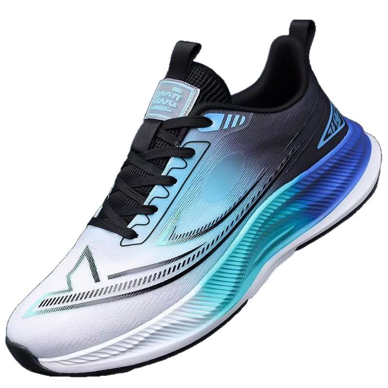 Pantofi de alergare cu plasă respirabilă pe exterior, branț EVA, închidere cu șireturi, vârf rotund, talpă din plastic