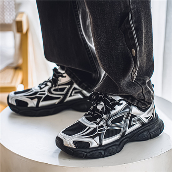 Ανδρικά παπούτσια για τρέξιμο με υφασμάτινο πάνω μέρος, κορδόνια, χαμηλός σχεδιασμός, ύψος φτέρνας 3–5 cm, σόλα από καουτσούκ με έγχυση