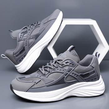 Ανδρικά παπούτσια τρεξίματος με επάνω PU+mesh, σόλα PVC, κορδόνια, στρογγυλή μύτη