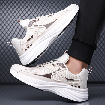 Ανδρικά παπούτσια τρεξίματος με επάνω PU+mesh, σόλα PVC, κορδόνια, στρογγυλή μύτη