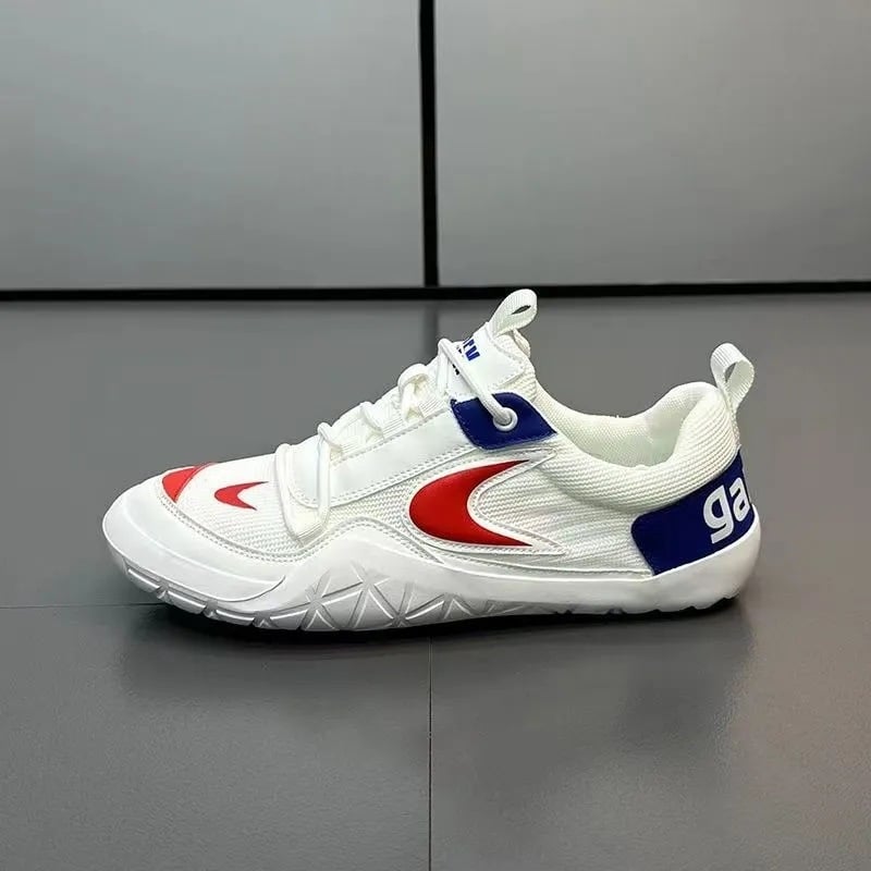 Pantofi sport bărbați din plasă respirabilă - șireturi, profil scăzut, vârf rotund, partea superioară PU+ plasă, talpă injectată, ușori