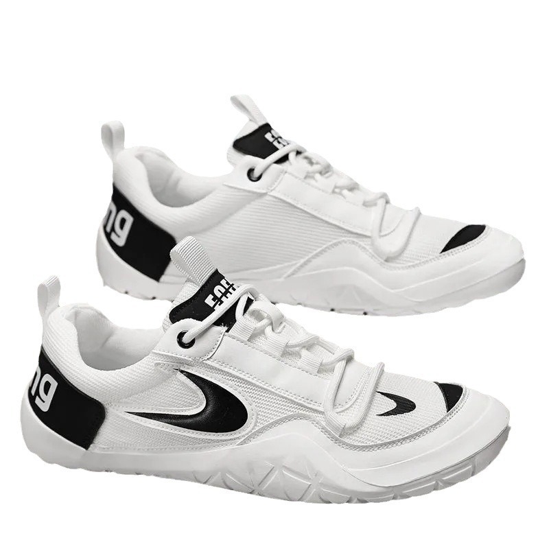 Pantofi sport bărbați din plasă respirabilă - șireturi, profil scăzut, vârf rotund, partea superioară PU+ plasă, talpă injectată, ușori