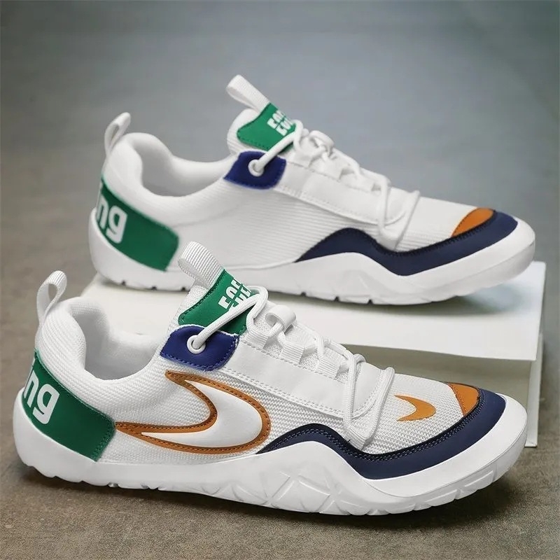 Pantofi sport bărbați din plasă respirabilă - șireturi, profil scăzut, vârf rotund, partea superioară PU+ plasă, talpă injectată, ușori