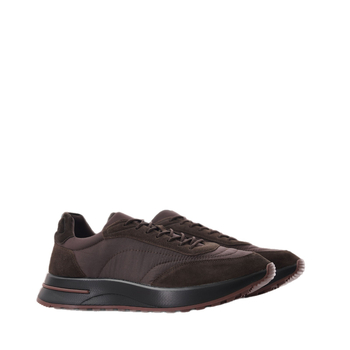 Pantofi platformă, talpă groasă, partea superioară din piele și țesătură, închidere cu șireturi, vârf rotund