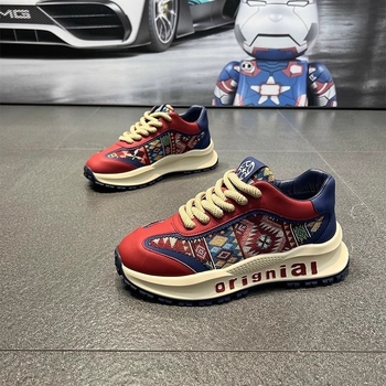 Ανδρικά sneakers με φουσκωτή σόλα τύπου dad shoes, PU+mesh επάνω μέρος, καουτσούκ σόλα, διαπνέοντα, κορδόνια, χαμηλό ύψος