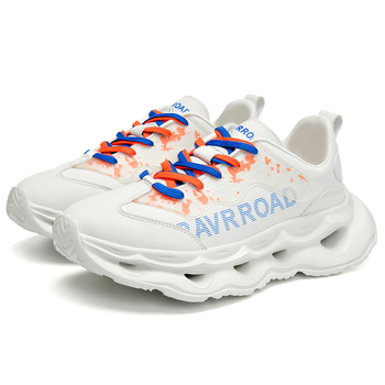 Adidași de alergare unisex cu talpă de înălțare, partea superioară din piele, căptușeală interioară din plasă respirabilă, ușori, închidere prin șireturi