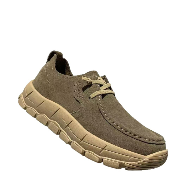 Férfi platform cipő, velúr felsőrész, gumihab talp, kerek orr, platform magassága 3–5 cm