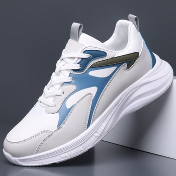 Pantofi de alergare pentru bărbați, partea superioară din super fiber, branț PU, talpă antiderapantă, închidere cu șireturi, înălțime călcâi 3–5 cm