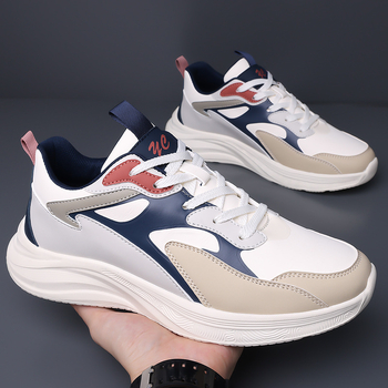 Pantofi de alergare pentru bărbați, partea superioară din super fiber, branț PU, talpă antiderapantă, închidere cu șireturi, înălțime călcâi 3–5 cm