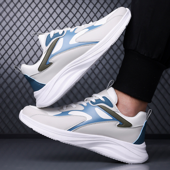 Pantofi de alergare pentru bărbați, partea superioară din super fiber, branț PU, talpă antiderapantă, închidere cu șireturi, înălțime călcâi 3–5 cm