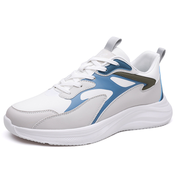 Pantofi de alergare pentru bărbați, partea superioară din super fiber, branț PU, talpă antiderapantă, închidere cu șireturi, înălțime călcâi 3–5 cm