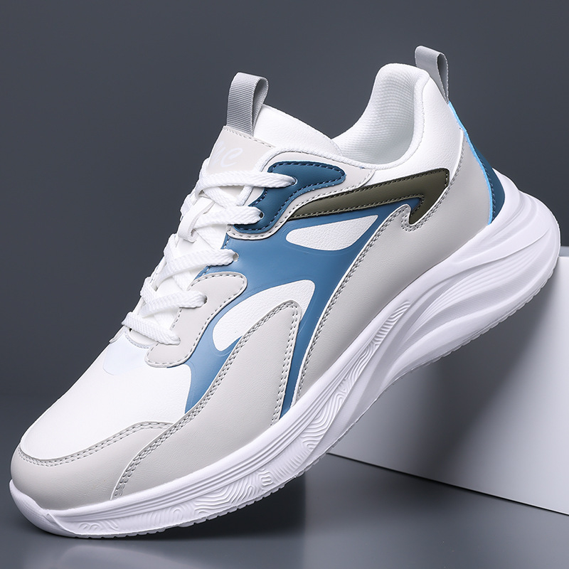 Pantofi de alergare pentru bărbați, partea superioară din super fiber, branț PU, talpă antiderapantă, închidere cu șireturi, înălțime călcâi 3–5 cm