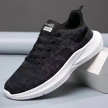 Pantofi sport din plasă pentru bărbați, respirabili, ușori, cu branț EVA și talpă din cauciuc, închidere cu bandă elastică