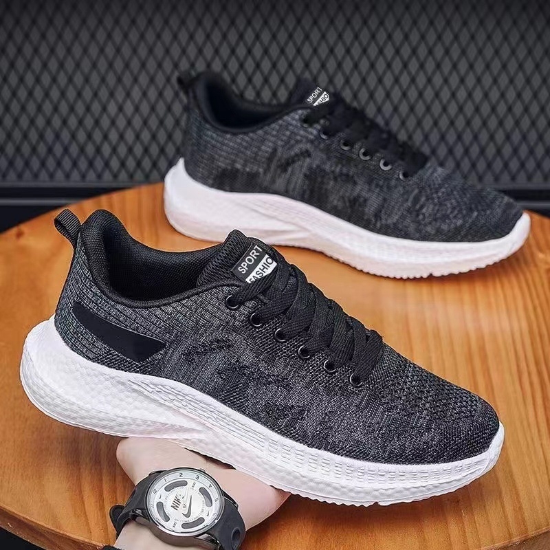 Pantofi sport din plasă pentru bărbați, respirabili, ușori, cu branț EVA și talpă din cauciuc, închidere cu bandă elastică